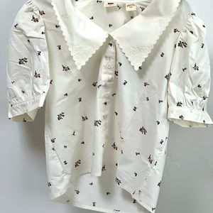 Levi’s ROYCE COLLAR PUFF SLEEVE TOP, New With Tags
